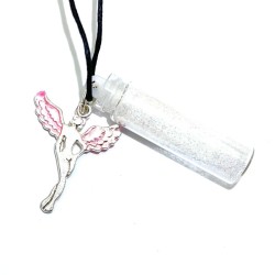 Fairy White Glitter Glass Bottle Pendant